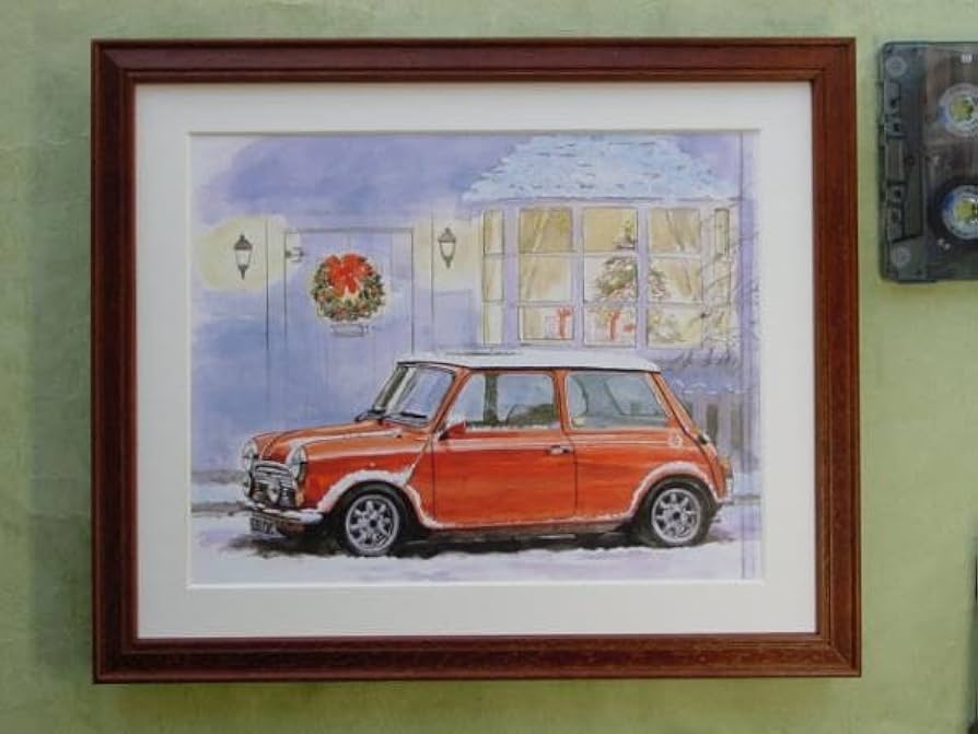 自作絵画（額入り）クリスマスver. 油絵 ハガキ絵画額付き【黄金クリスマスツリー】 絵画 HR 通販